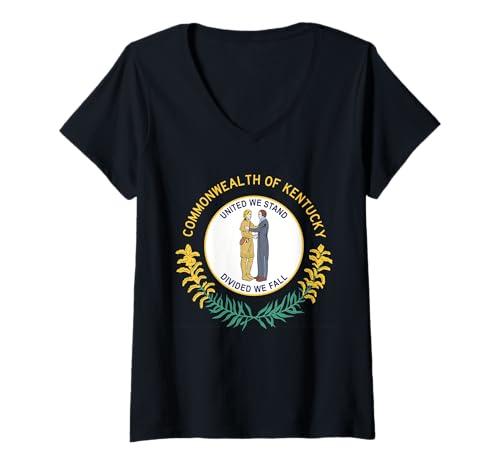 Damen State Flag of Kentucky T-Shirt mit V-Ausschnitt Damen State Flag of Kentucky T-Shirt mit V-Ausschnitt von American Heritage US State Flags
