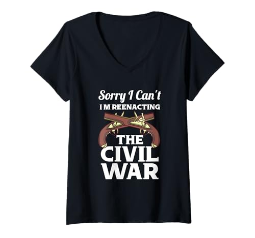 Damen Nachstellung des Bürgerkriegs, Nachstellung des US-Bürgerkriegs, Reenactor, Fan von Kriegsgeschichte T-Shirt mit V-Ausschnitt von American History Lover Funny Civil War Designs