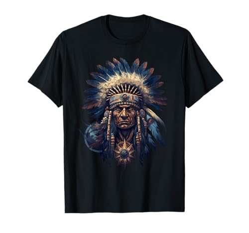 Indianer-Kopfschmuck, traditionelle Kunst, für Herren und Damen T-Shirt von American Indian Tees Men Women Boys Girls
