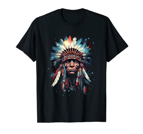 Indianer-Kopfschmuck, traditionelle Kunst, für Herren und Damen T-Shirt von American Indian Tees Men Women Boys Girls