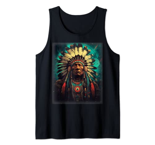 Indianer-Kopfschmuck, traditionelle Kunst, für Herren und Damen Tank Top von American Indian Tees Men Women Boys Girls