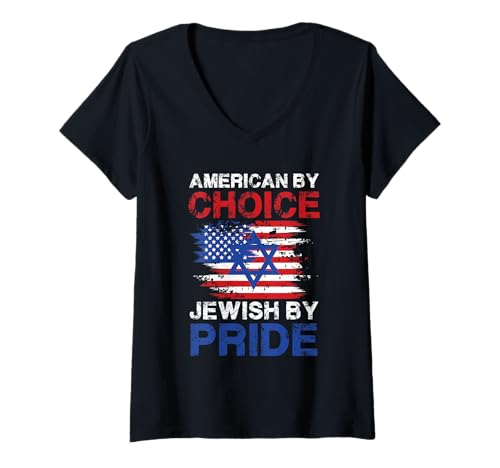 Damen American by Choice Jewish von Pride Statement Design T-Shirt mit V-Ausschnitt Damen American by Choice Jewish von Pride Statement Design T-Shirt mit V-Ausschnitt von American Jewish Pride Identity Celebration Design