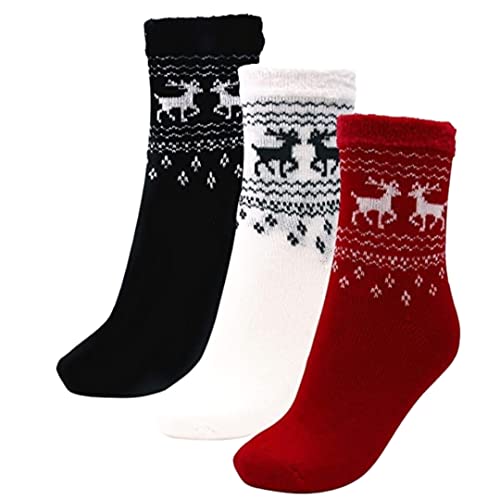 American Mammoth 3 Paar gemütliche Kabinensocken für Damen – Aloe infundiert, flauschig, bequem, Rentier, Medium von American Mammoth