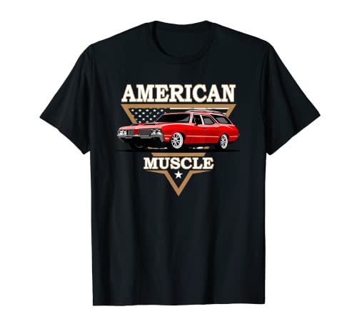 Amerikanische Flagge, klassischer amerikanischer Wagon, Herren Muscle Car T-Shirt Amerikanische Flagge, klassischer amerikanischer Wagon, Herren Muscle Car T-Shirt von American Muscle Car, Classic Cars Designs