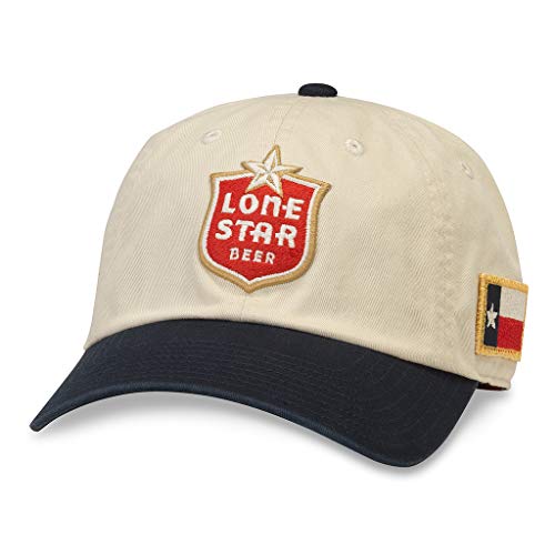 AMERICAN NEEDLE Beer Brand United Slouch Baseball-Hut mit verstellbarem Schnallenriemen, Lone Star (Elfenbein/Marineblau), Einheitsgröße von American Needle