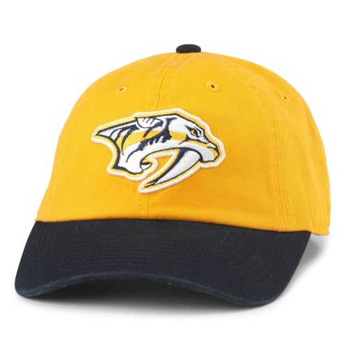 AMERICAN NEEDLE Blue Line Collection Baseballmütze NHL National Hockey League Team verstellbarer Schnallenriemen Dad Cap, Nashville Predators (Gold/Marineblau), Einheitsgr��e von American Needle