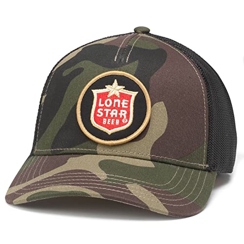 AMERICAN NEEDLE Lone Star Beer Twill Valin Patch Verstellbare Snapback Baseballmütze (22005B-Beer-Parent), Schwarz/Camo (Lone Star Beer), Einheitsgröße von American Needle