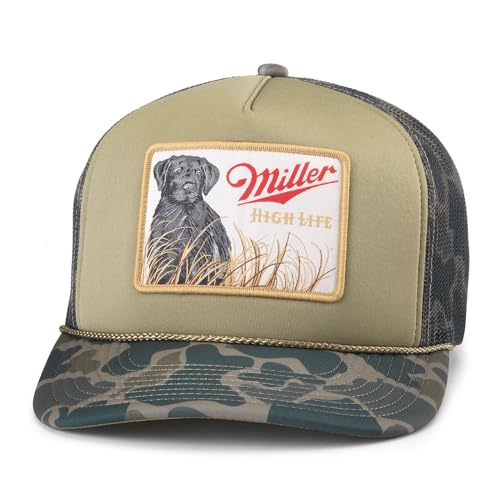 AMERICAN NEEDLE Miller High Life Beer Mallard Foamy Adjustable Snapback Baseball Hut, Olive (24011A-MHL-Oliv), Olive (Mallard Foamy), Einheitsgröße von American Needle
