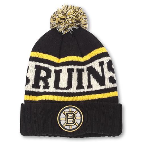 AMERICAN NEEDLE NHL National Hockey League Team Pillow Line Knit Beanie Cap, Boston Bruins (Schwarz/Elfenbein/Gold), Einheitsgr��e von American Needle