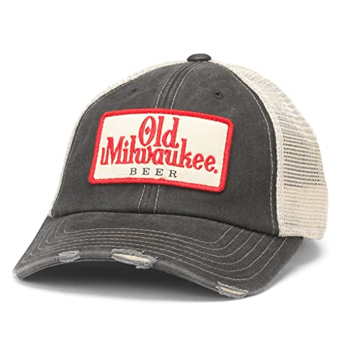 AMERICAN NEEDLE Old Milwaukee Beer Baseballmütze, offizielles Lizenzprodukt, verstellbar, Stein/Schwarz (Old Milwaukee), Einheitsgröße von American Needle