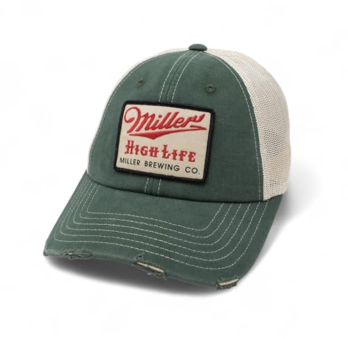AMERICAN NEEDLE Miller High Life Beer Patch Unisex verstellbare Snapback Baseballmütze, Orville (Stone/Green), Einheitsgröße von American Needle