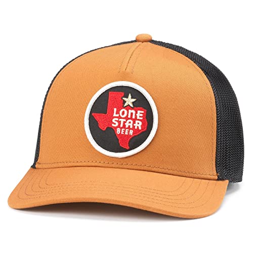 AMERICAN NEEDLE Texas Lone Star Beer Patch Unisex verstellbare Snapback Baseballmütze, Valin Patch (Schwarz/Hasel), Einheitsgröße von American Needle
