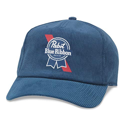 AMERICAN NEEDLE Pabst Blue Ribbon Beer Baseball Adjustable Dad Hat, Printed Corduroy, Royal Blue (PBC-2006A-ROY) von American Needle