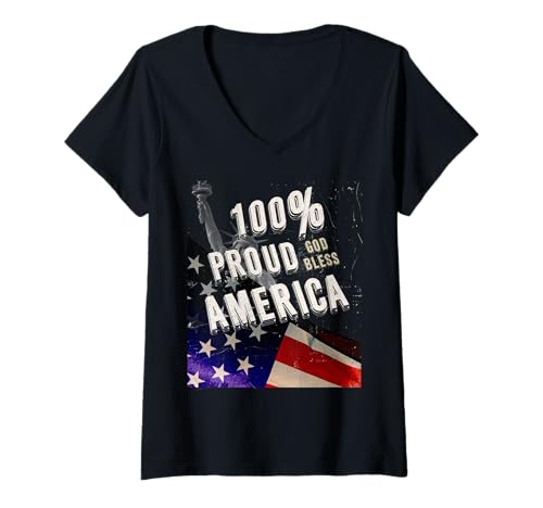 Damen Patriotic USA Flag Proud to Be An American Citizen Veteran T-Shirt mit V-Ausschnitt von American Proud Citizen, Veterans & Military Design