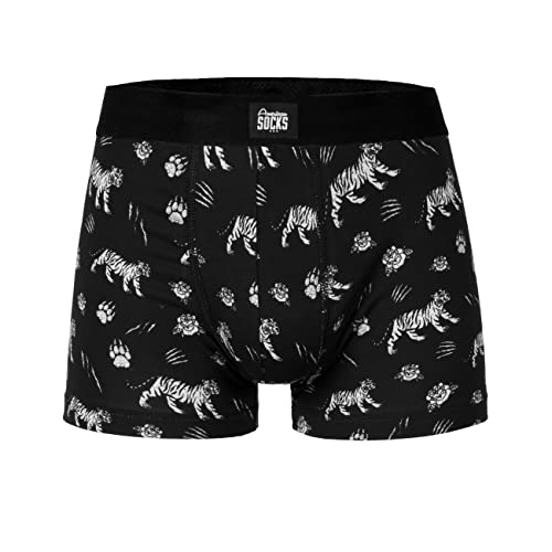 American Socks Wild Tiger Herren-Boxershorts aus Baumwolle, mit originellen Mustern, atmungsaktiv, flexibel, weich und bequem., Wild Tiger Design, L/XL von American Socks