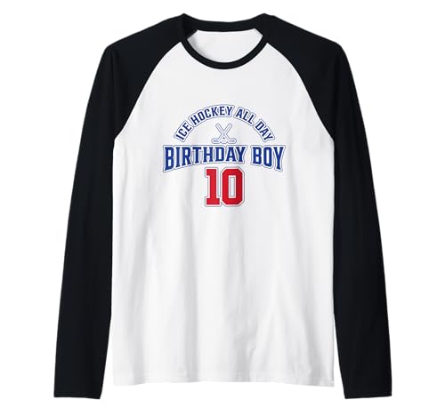 Happy 10th Birthday Boy Eishockey All Day Birthday Party Raglan von American Sport Kid Costume For Hockey Fans