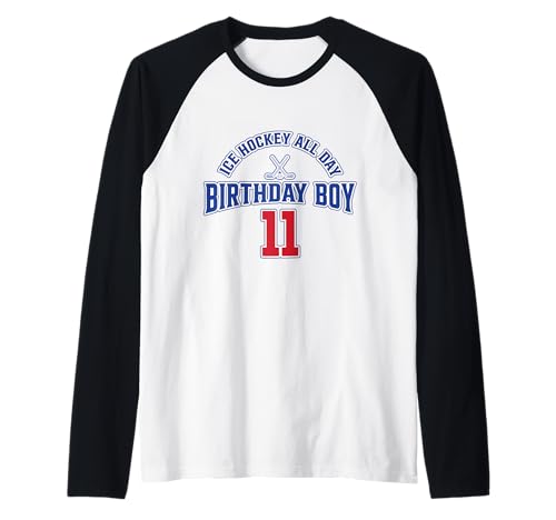 Happy 11th Birthday Boy Eishockey All Day Birthday Party Raglan von American Sport Kid Costume For Hockey Fans