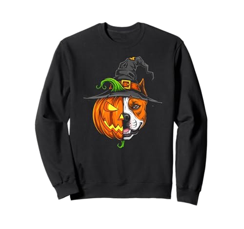 American Staffordshire Terrier Kürbis Halloween Herren Damen Sweatshirt von American Staffordshire Terrier Halloween Pumpkin