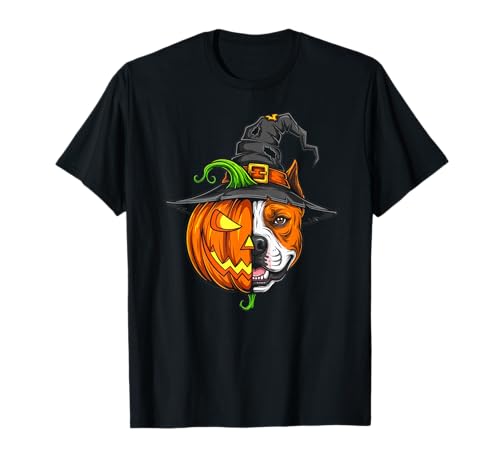 American Staffordshire Terrier Kürbis Halloween Herren Damen T-Shirt von American Staffordshire Terrier Halloween Pumpkin