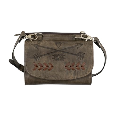 American West Texas 2 Step Leder Crossbody mit integrierter Geldbörse für Damen, Dunkelbraun, Einheitsgröße, Texas Two Step von American West