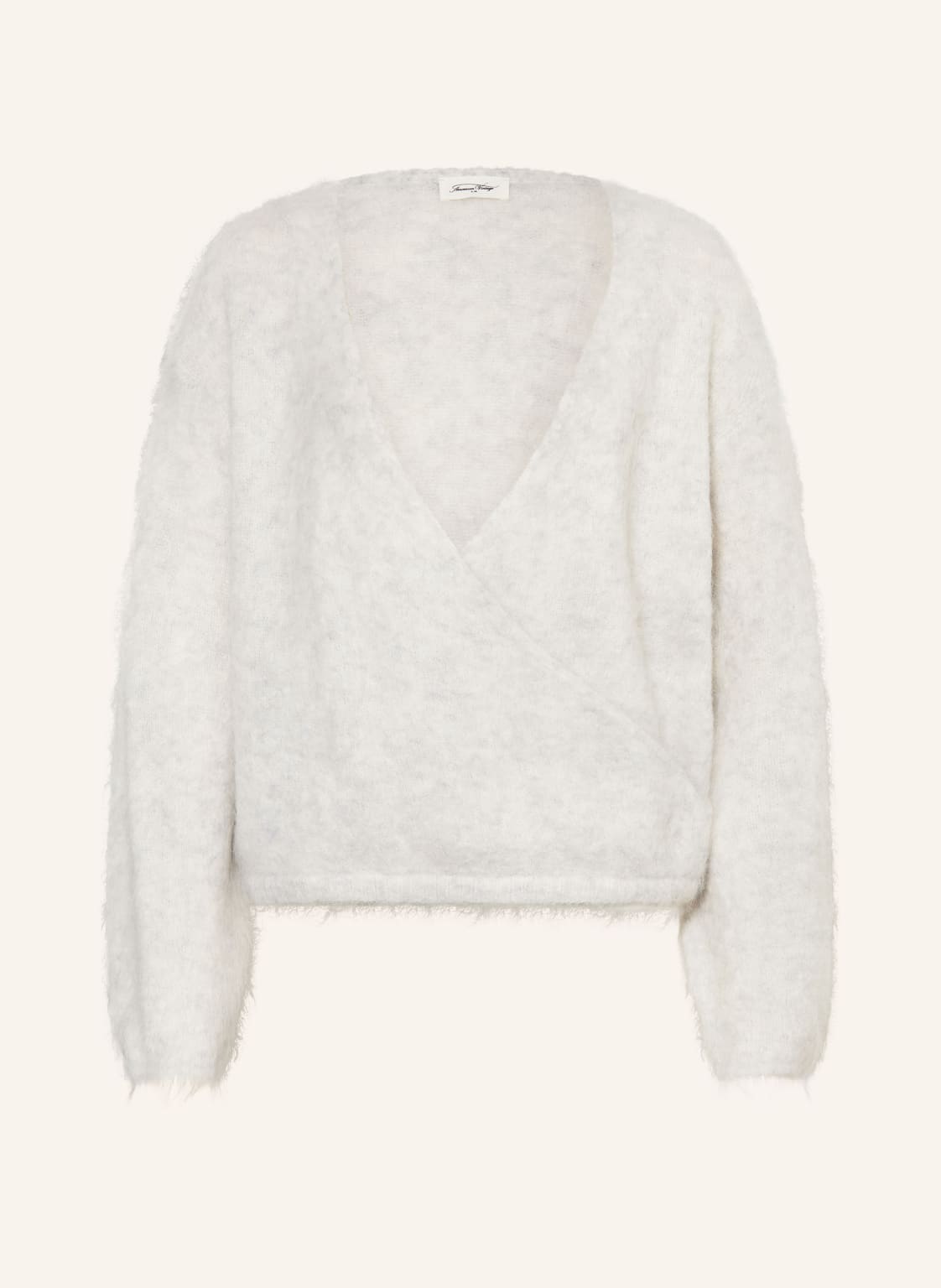 American Vintage Pullover Nuny In Wickeloptik Mit Alpaka grau von American vintage