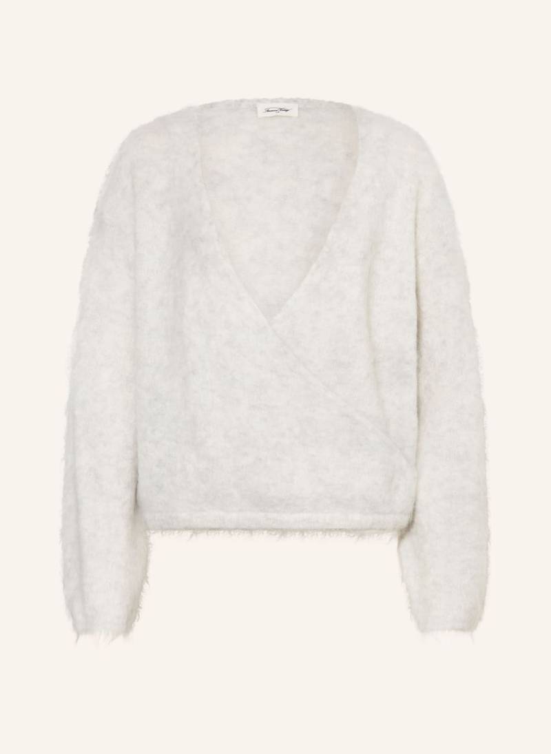American Vintage Pullover Nuny In Wickeloptik Mit Alpaka grau von American vintage