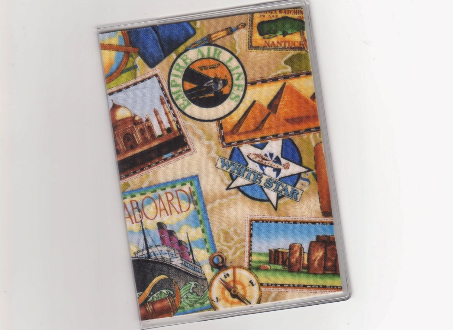 Passport Cover Vintage Reise Poster Khaki Stoff & Vinyl Ziel Hochzeit Gunsten Travel Teams Cruise von AmericanPie