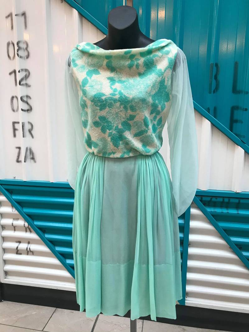 Mr. Mort 1950Er Wolle Und Chiffon Partykleid - Größe S von AmericanRag