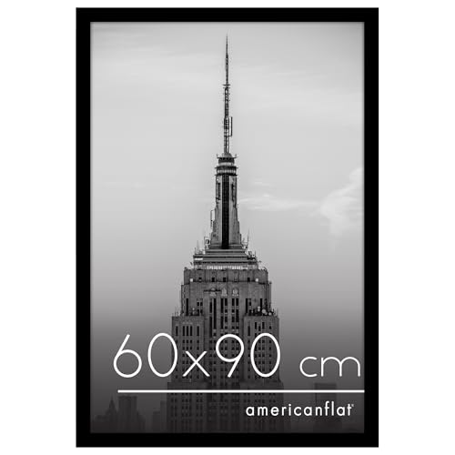 Americanflat Bilderrahmen 60x90 cm in Schwarz - 60x90 cm Rahmen mit Plexiglas-Abdeckung und Aufhängevorrichtung für Horizontale oder Vertikale Wandanzeige von Americanflat