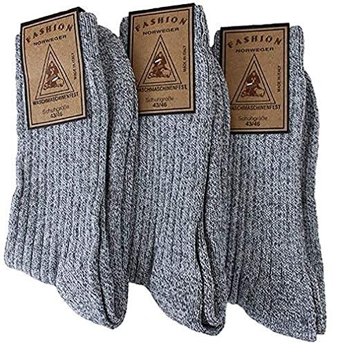 Americo R. Damen Herren Norwegersocken mit Plüschsohle 3er Pack Graumeliert 35/38 von Americo R.