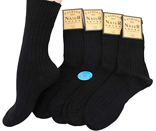 Americo R. Herren Damen Natursocken Dick 4er Pack Schwarz 43/46 von Americo R.