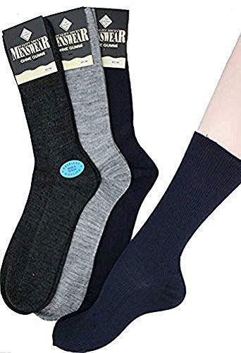 Herren Wollsocken ohne Gummi 3er Pack Anthrazit Grau Blau 39-42 von Americo R.