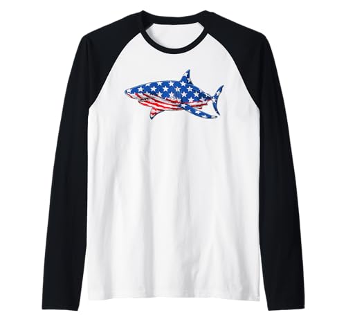 Hai USA Souvenir Flagge Damen, Herren, Jungen, Mädchen Raglan von Amerika Amerikanische Fahne Patriot Amerika Liebe