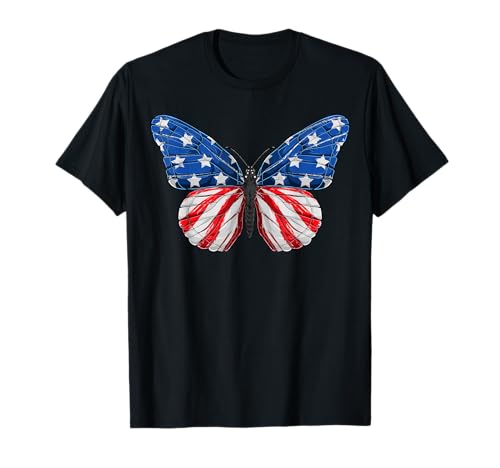 Schmetterling USA Souvenir Flagge Damen, Herren, Jungen, Mäd T-Shirt von Amerika Amerikanische Fahne Patriot Amerika Liebe