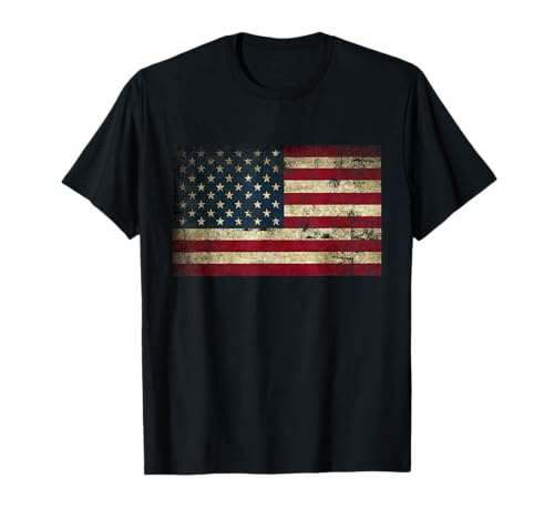 Amerika USA Flagge Stars and Stripes Geschenk Damen & Herren Klassisches T-Shirt Schwarz M USA-Flaggen-Design Sommer Halbarm Pullover Crew-Ausschnitt 1 Count 0 Taschen von Amerika USA Flagge Stars and Stripes Geschenk