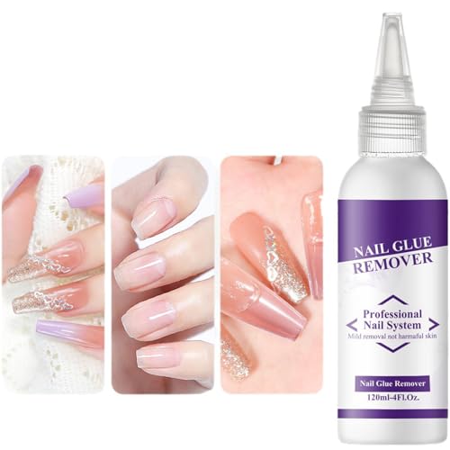 Amesor Nagelkleber Entferner - Lösungsmittel Für Press On Nägel 120ml - Sanfte Reinigung Kosmetik Maniküre Für Zuhause Büro Reise Frauen Profis von Amesor
