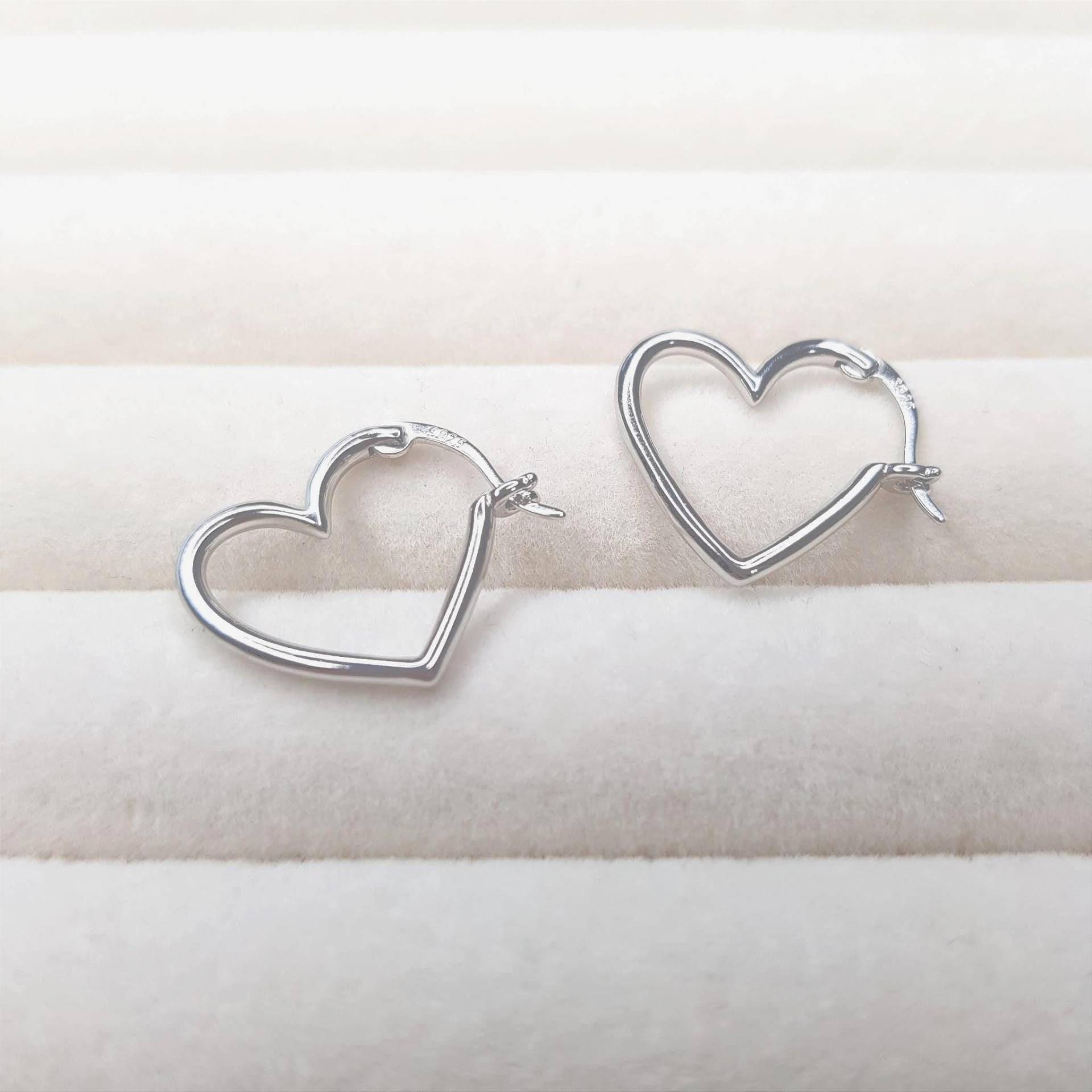Ohrringe Herz Silber Creolen Damen Mädchen Ohrringe Herz Silber Creolen Damen Mädchen von AmethystGardenShop