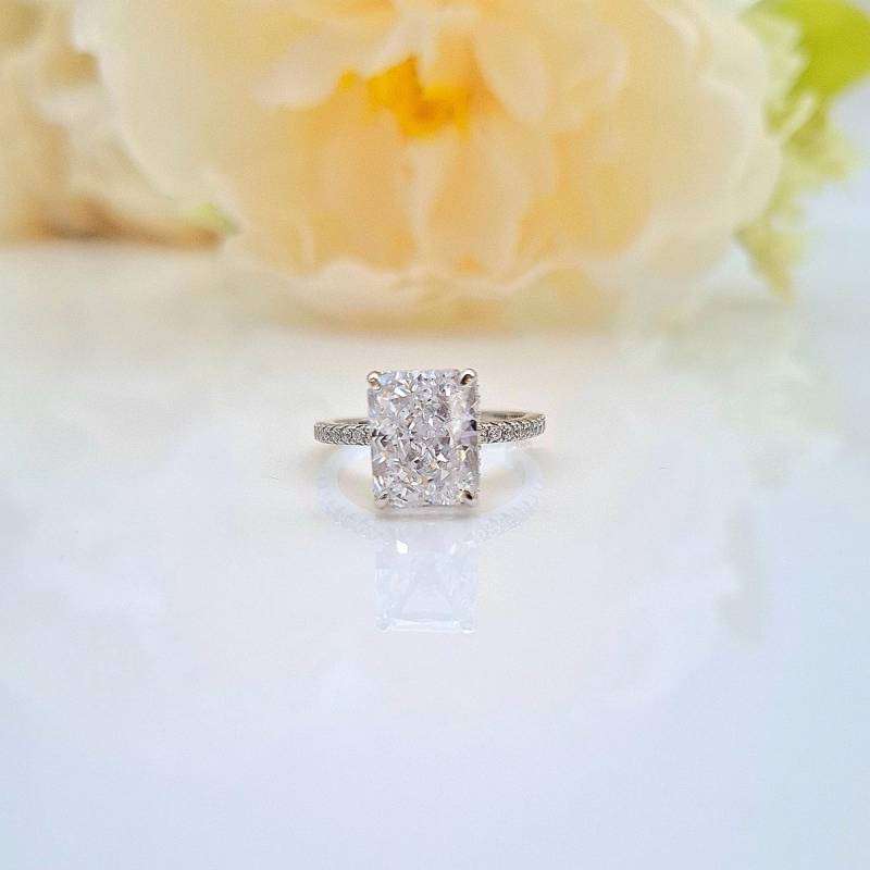 Verlobungsring Crushed Ice Diamond Style Cz Statement Ring Sterling Silver Silber Eckig Silberring Groß Massiver von AmethystGardenShop