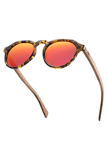 AMEXI Holz Sonnenbrillen Polarisierte Sonnenbrille,Herren Damen Polarisierte Sonnenbrille， UV400 Sonnenbrille/Der Rahmen der Brille ist aus Walnuss Holz -CN8048 von AMEXI