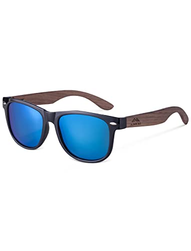 Amexi Holz Sonnenbrillen Polarisierte ,Herren Damen UV400 Sonnenbrille/Der Rahmen der Brille ist aus Walnuss Holz von AMEXI