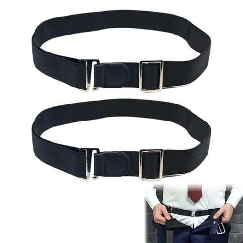 Amexo 2 Stück Hemd Bleiben Gürtel, Elastische Hemdhalter für Herren Verstellbare Tuck Gürtel 2.5cm Hemdständer und Hemdclip für Ordentlichen Look von Amexo