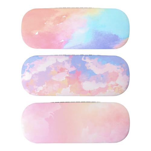 Amexo 3 Stück Hardcase Brillenetui Brillenbox Tragbare Brillentasche Brillenetui Box Sonnenbrillen Etui Kratzfeste Brillenbox Hartschalen Brillenetui Geeignet für Damen Kinder von Amexo