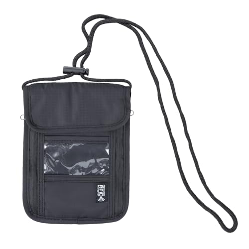 Amexo Brustbeutel Reisepass Tasche mit RFID-Schutz Handy Umhängetasche Herren Diebstahlsichere Tasche für Kinder Jungen Mädchen Damen (Schwarz) von Amexo
