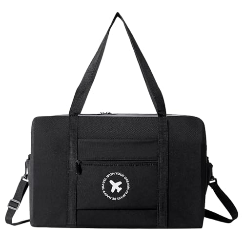 Amexo Handgepäck Tasche für Flugzeug 40x20x25 Handgepäck Koffer 25L Faltbare Reisetasche Weekender Sporttasche Gepäck Tasche Koffer Tasche Kabine Handtaschen für Herren und Damen (Schwarz) von Amexo