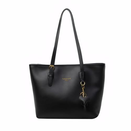 Handtasche Damen, PU Leder Elegant groß handtasche damen, Mode Freizeit shopper tasche damen mit Reißverschluss für Einkäufe Büro und Schuleinkäufe, schwarz von Amexo