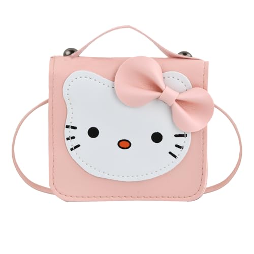 Amexo Kleine Mädchen Katze Umhängetasche, Süße Handtaschen kinder Prinzessin Mini Taschen mit Verstellbarem Gurt Kinder Crossbody Tasche für Kinder Mädchen (Rosa B) von Amexo