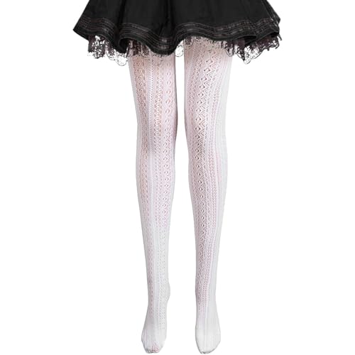Amexo Lolita Strumpfhose Geschnitzte Vintage Spitze Blumen Strumpfhose Frauen Jk Pattern StrüMpfe Spitze Aushöhlen Gemusterte Strumpfhosen Trachten Strumpfhose Reizvoller Vintage Mode Pantyhose von Amexo