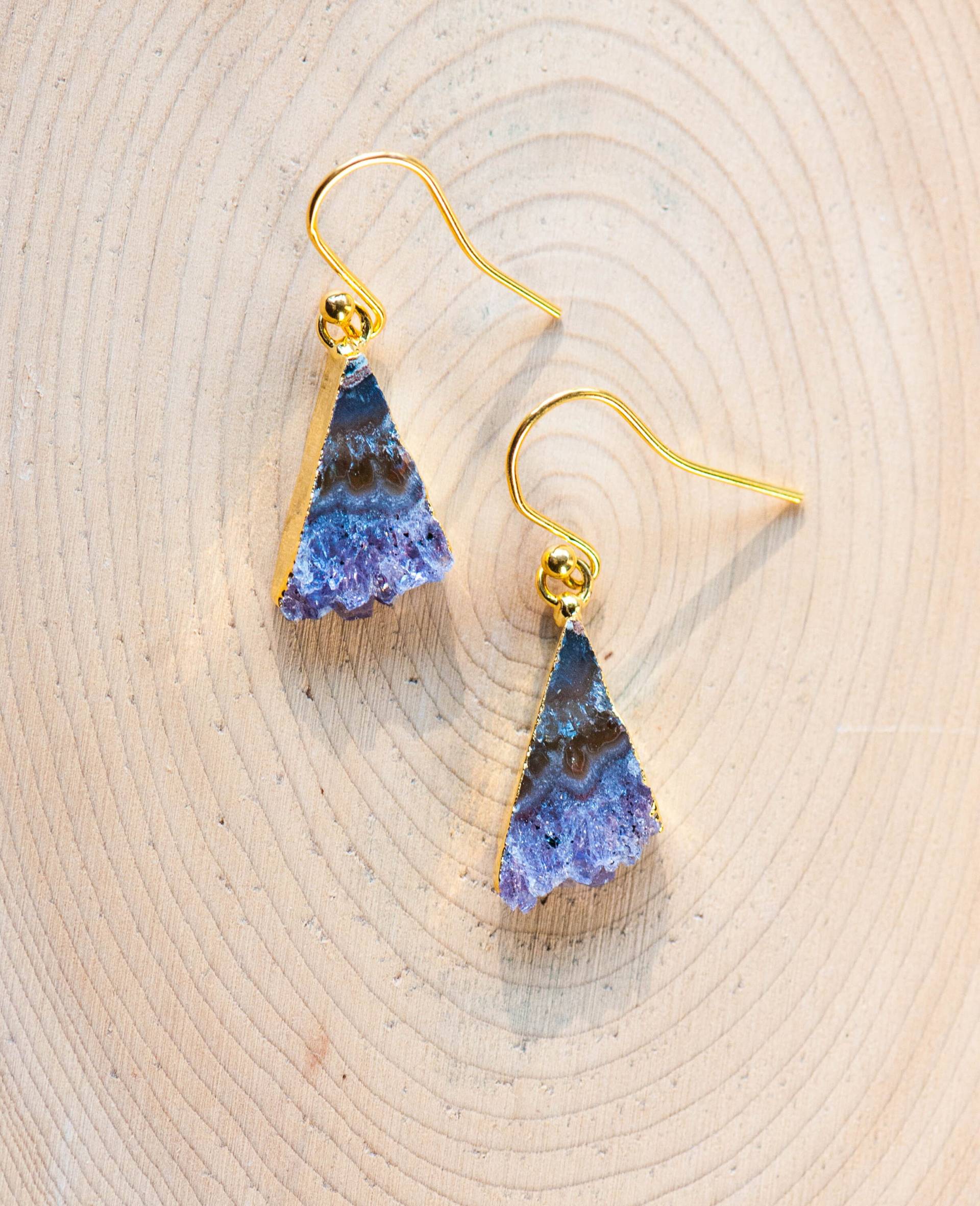 Amethyst Ohrringe, Rohe Platten Lila Edelstein Schmuck, Lila, Scheiben Boho von AmeyaaJewelry