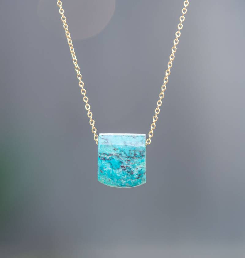Chrysokoll Halskette, Chrysokoll, Edelstein Bib Schmuck, Grün Blau Rohstein von AmeyaaJewelry