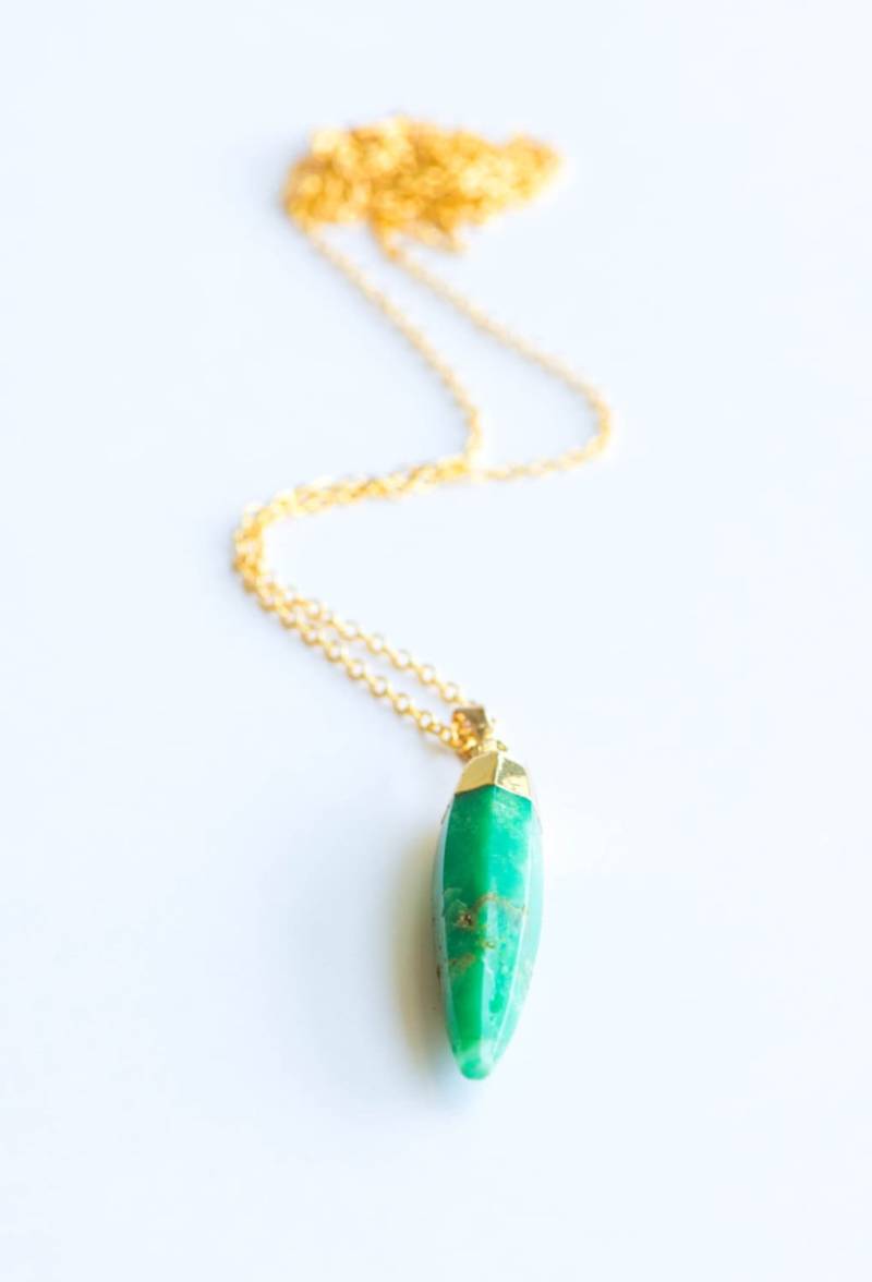 Chrysopras Halskette, Mint Grün Edelstein Halskette, Roh Kristall Halskette, Grüner Stein Halskette, Chrysopras Schmuck, Grüne Punkt Anhänger von AmeyaaJewelry